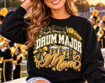 PNG de mamá directora de banda, diseño de camiseta para mamá de banda de música, archivo de sublimación con purpurina dorada