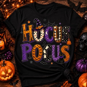 Hocus Pocus PNG, Halloween Shirt Design, Cute Spooky Sublimation, Witch Halloween Graphic, Fall Tee PNG, Instant Download