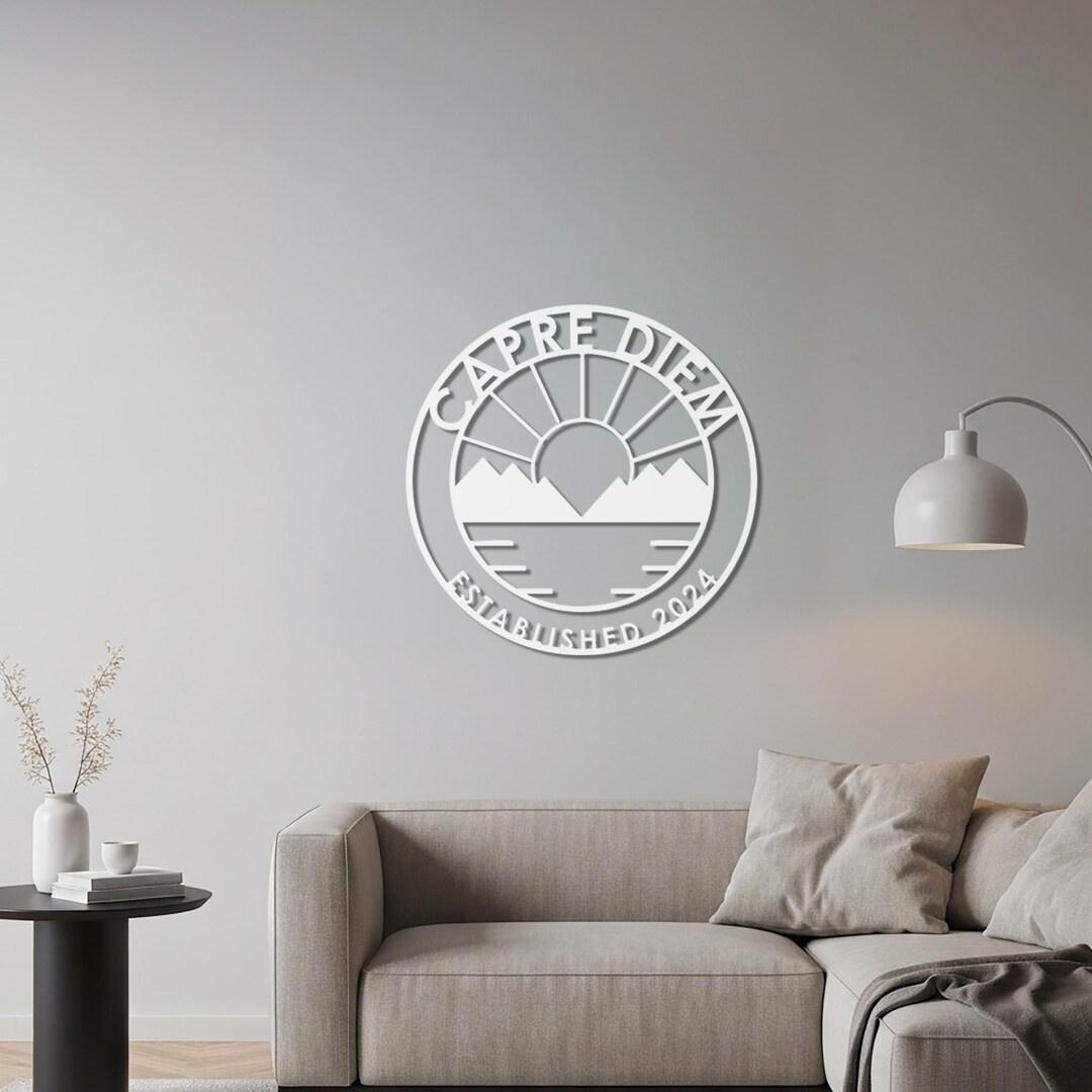 Custom Circular Metal Wall Art, Personalized Name and Date Sign ...