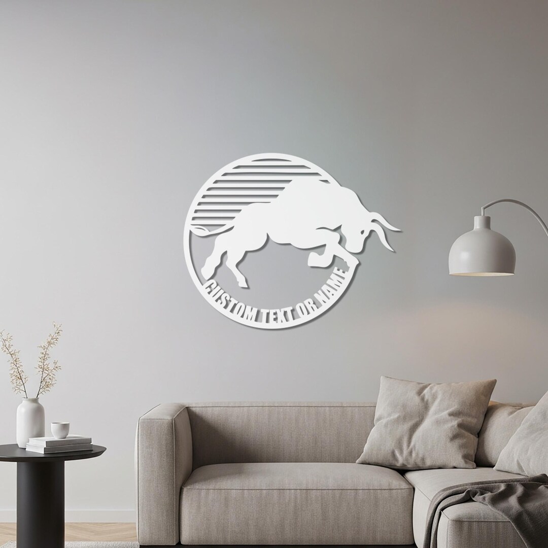 Custom Bull Metal Wall Art, Personalized Name Sign, Western Farm Decor ...