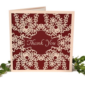 Greeting Card | Designer Laser Cut Lace on Beautiful Papers, Thank You Card, Thoughtful Card, Friendship Gift: Thank You Lace Set of 6