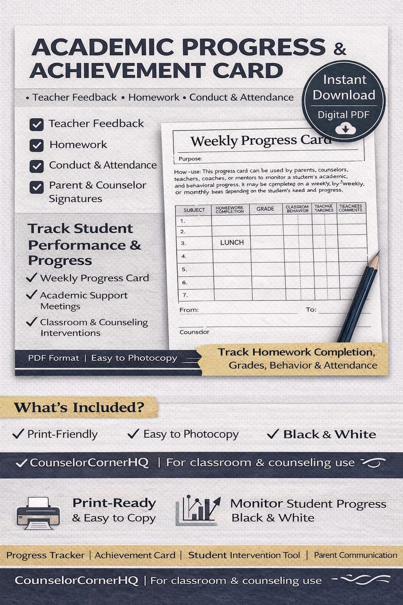 Academic Progress and Achievement Card | Student Homework, Grades ...