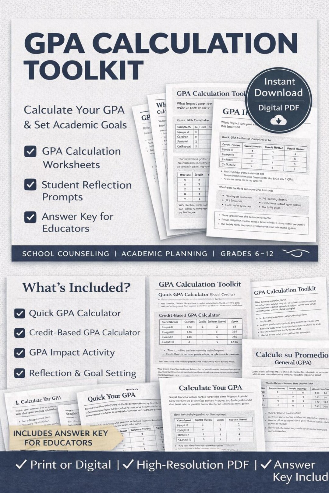 GPA Calculation Toolkit | School Counseling Resource (PDF) - Etsy