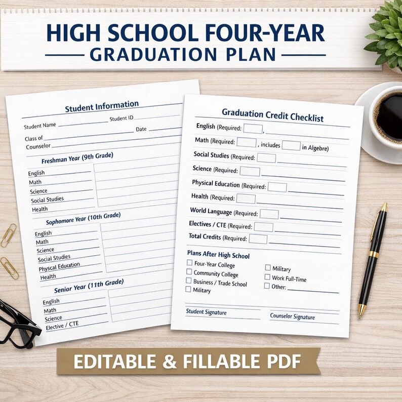 High School Graduation Plan | Editable Course Planner (PDF) - Etsy