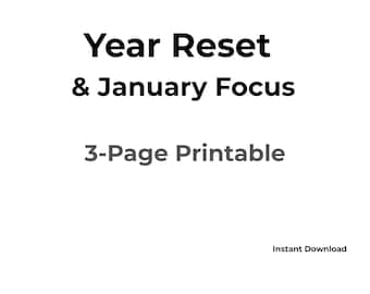Guided January Reset Printable | New Year Reset Worksheet with Prompts | Focus & Clarity Planner PDF