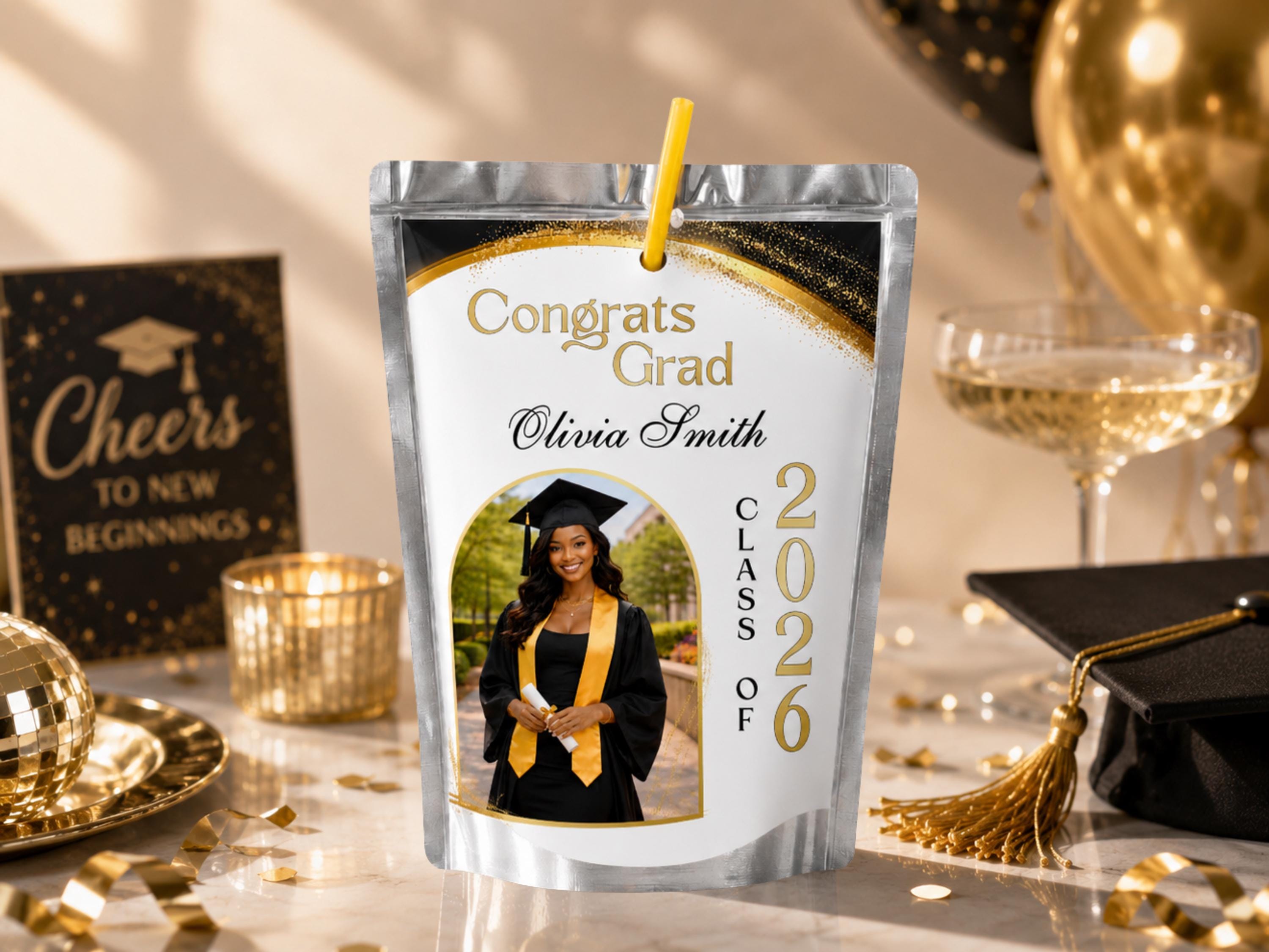 Editable Graduation Capri Sun Label Template, Class of 2026 Juice Pouch ...