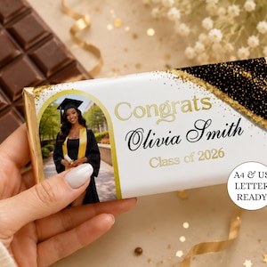 Graduation Chocolate Wrapper Template, Editable Canva Candy Bar Wrapper,Photo Graduation Party Favor,Printable Hershey Wrapper,Class of 2026