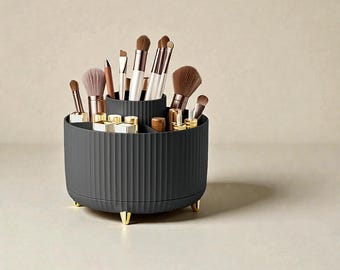 Makeup Brush Organizer Rotating Cosmetic Vanity Storage