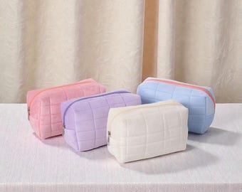 Makeup Bag Polyester Cosmetic Pouch Quilted Travel Toiletry Case