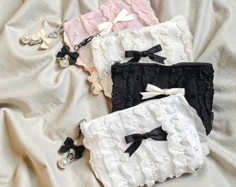 Korean Cosmetic Pouch Lace Makeup Bag Mini Zipper Case