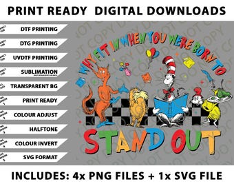 目立つドクター・スースのPNGバンドル、デジタルダウンロード