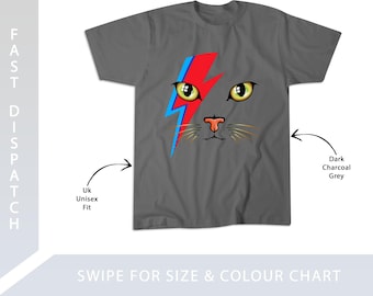 Meowie Bowie Cat Retro Kitty Cat Funny Glam Rock Music T-Shirt - 252964