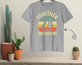 24 Years Together 24Th Wedding Anniversary For Husband Wife T-Shirt - 278963