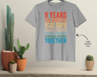 9 Year Anniversary Him Her Couple 9Th Wedding T-Shirt - 278975