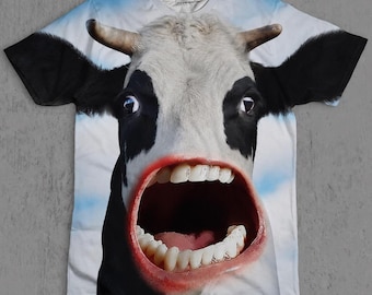 T-shirt grappige koe schreeuwen, aanwezig T-shirt, grappig shirt, T-shirt uniseks, ongepast ironisch shirt