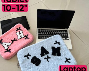 Fuzzy Laptop Sleeve 13 15 Inch Personalized, Fluffy Tablet Case, Plush Cozy Laptop Cover, Soft Aesthetic Sleeve