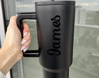 Personalized 40 oz Tumbler with Handle – Custom Name Spring Gift for Him and for Her