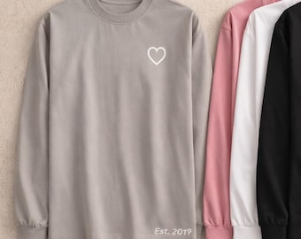 Personalized Matching Couple Long Sleeve Shirts, His and Hers Set, King Queen, Est Year, Anniversary Gift