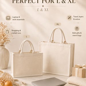 Personalized Canvas Tote Bag, Custom Name Tote, Minimalist White Canvas Bag, Monogram Tote, Custom Text Bag, Mini to Oversized, Gift for Her