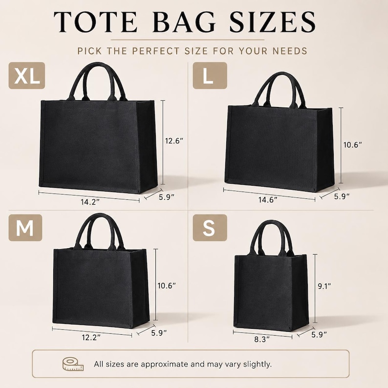 Personalized Tote Bag – Custom Text Gift for Mom, Friend or Coworker, Trendy Black Shopping Bag