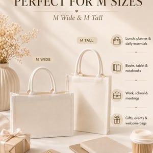 Personalized Canvas Tote Bag, Custom Name Tote, Minimalist White Canvas Bag, Monogram Tote, Custom Text Bag, Mini to Oversized, Gift for Her