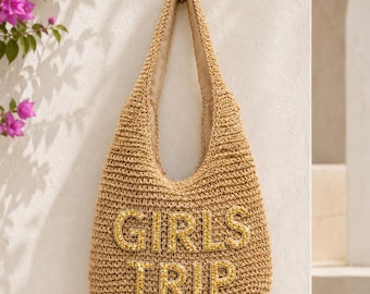 Girls Trip Bags, Personalized Beach Tote Set, Custom Name Cruise Bags, Matching Vacation Gifts for Women