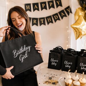 Personalized Tote Bag – Custom Text Gift for Mom, Friend or Coworker, Trendy Black Shopping Bag