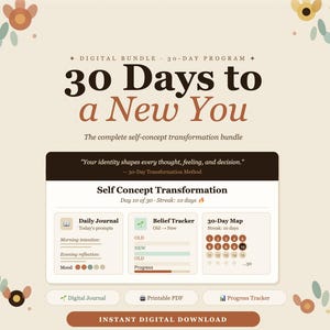 Self-Improvement Journal, Self-Care Workbook, Mindset Reset, Confidence Journal, Habit Tracker, Burnout, Shadow Work, 30-Day Challenge, PDF