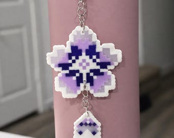 Pixel Flower Keychain | Perler Bead Charm | Kawaii Art Accessory