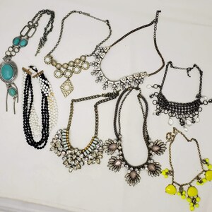 Lot of 8 Fashion Necklaces - statement necklaces - bridal necklace, party necklace holiday necklace