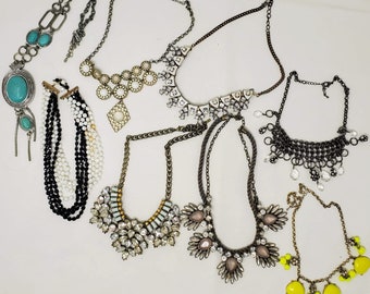 Lot of 8 Fashion Necklaces - statement necklaces - bridal necklace, party necklace holiday necklace