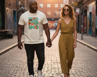 Abstract Geometric Shirt, Wearable Art Tee, Architectural T-Shirt, Mid Century Modern Graphic, Earth Tone Apparel, Brazilian Design