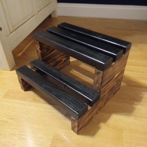 Wooden Step Stool, Two-Tiered Kitchen Bed Closet Platform