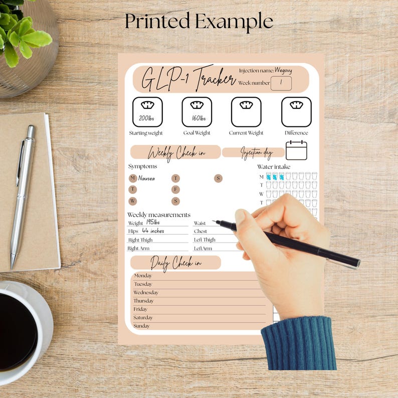 GLP-1 Weight Loss Tracker Printable Document - Etsy