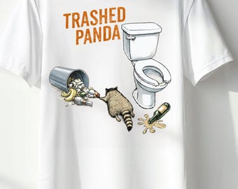 Panda trash PNG divertente procione spazzatura umorismo maglietta design download digitale