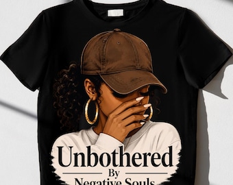 PNG sin preocupaciones, diseño de sublimación de mujer negra, estampado de camiseta de chica melanina atrevida, descarga digital