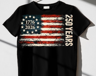 250 Years USA Patriotic PNG Vintage American Flag 1776–2026 Independence Design