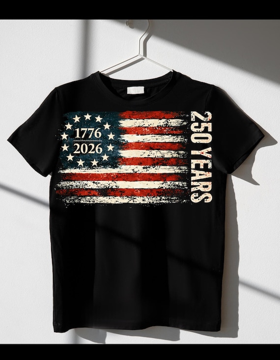 250 Years USA Patriotic PNG Vintage American Flag 1776–2026 Independence Design