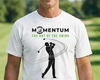 Golf Swing Silhouette Line Art Shirt, MOMENTUM Art of the Swing Graphic Tee, Golf Dad Apparel, Father's Day Gift