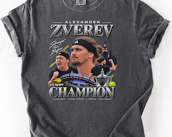 Alexander Zverev Champion T-Shirt, New York 2026 US Open Tennis Graphic Tee, Grand Slam Comfort Colors Shirt