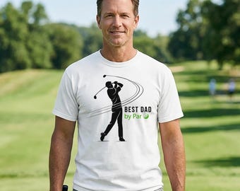 Golf Dad T-Shirt, Minimalist Swing Line Art, Scandinavian Style Golfer Silhouette, Father's Day Gift, Best Dad by Par Tee,