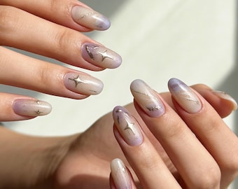 Purple Ombre Press On Nails | Celestial Star Nails