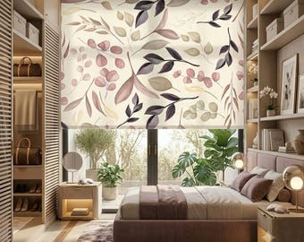 Pastel Floral Roller Blind, Botanical Custom Window Shade, Blackout Light Filtering Home Decor