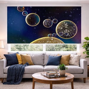 Tenda a rullo con motivo a bolle astratte, moderna tenda artistica per finestre, copertura su misura