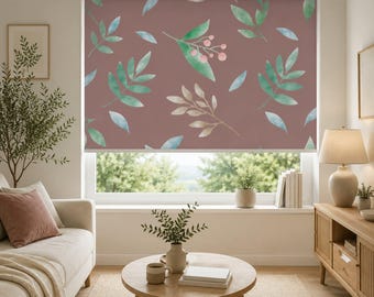 Floral Roller Blind, Flower Pattern Window Shade, Modern Living Room Curtain