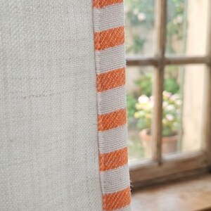 100% Washed Linen Curtains With Green Trim, Farmhouse, Cottage Window Treatment