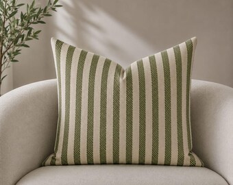 100% Linen Pillow Cover | Striped Boho Farmhouse Cushion Accent