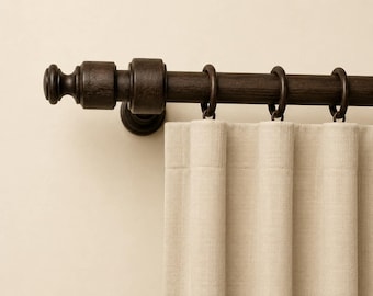 Wooden Curtain Rod Set, Handcrafted Ash, Minimalist Design
