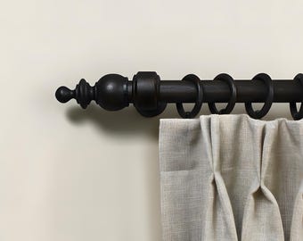 Wooden Curtain Rod Set, Handcrafted Beech Curtain Rod, Minimalist Wooden Design