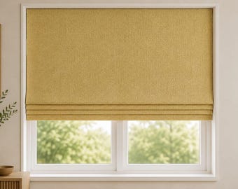 Custom Linen Look Roman Shade, Blackout Light Filtering, Modern Window Blind